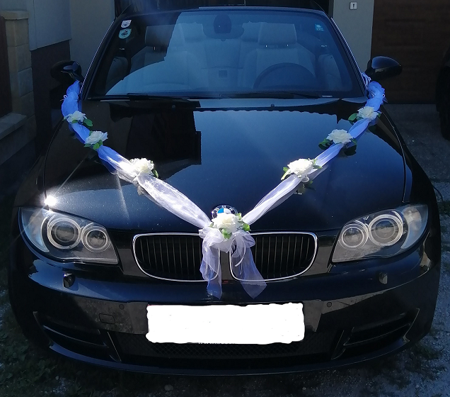 Autoschmuck mit Tüll, Hochzeitsdekoration, Dekorationsverleih, Brautauto