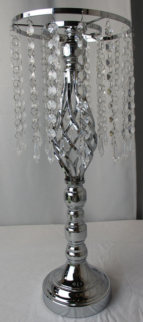 Blumenständer, in Silber, Glitzerketten, Hochzeitsdekoration, Leihmaterial, Tischdekoration