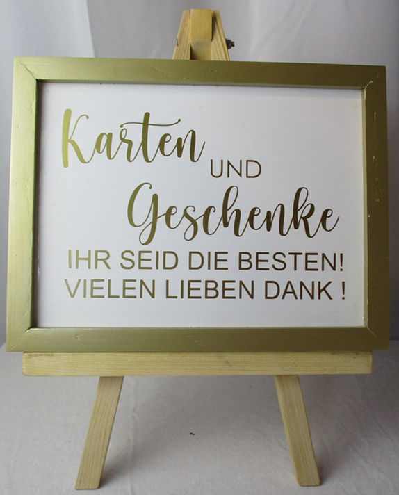 Schild Karten & Geschenke, Hochzeitsdekoration, Leihmaterial, Dekorationsverleih, in Gold